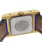 Hermes Medor watch, gold plated x leather, 1994 model, quartz, analog, white dial, women's. - Image 5