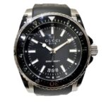 Gucci GUCCI watch, total weight 138.6g, stainless steel, rubber strap, quartz movement, black dial, 136.2 YA136204B