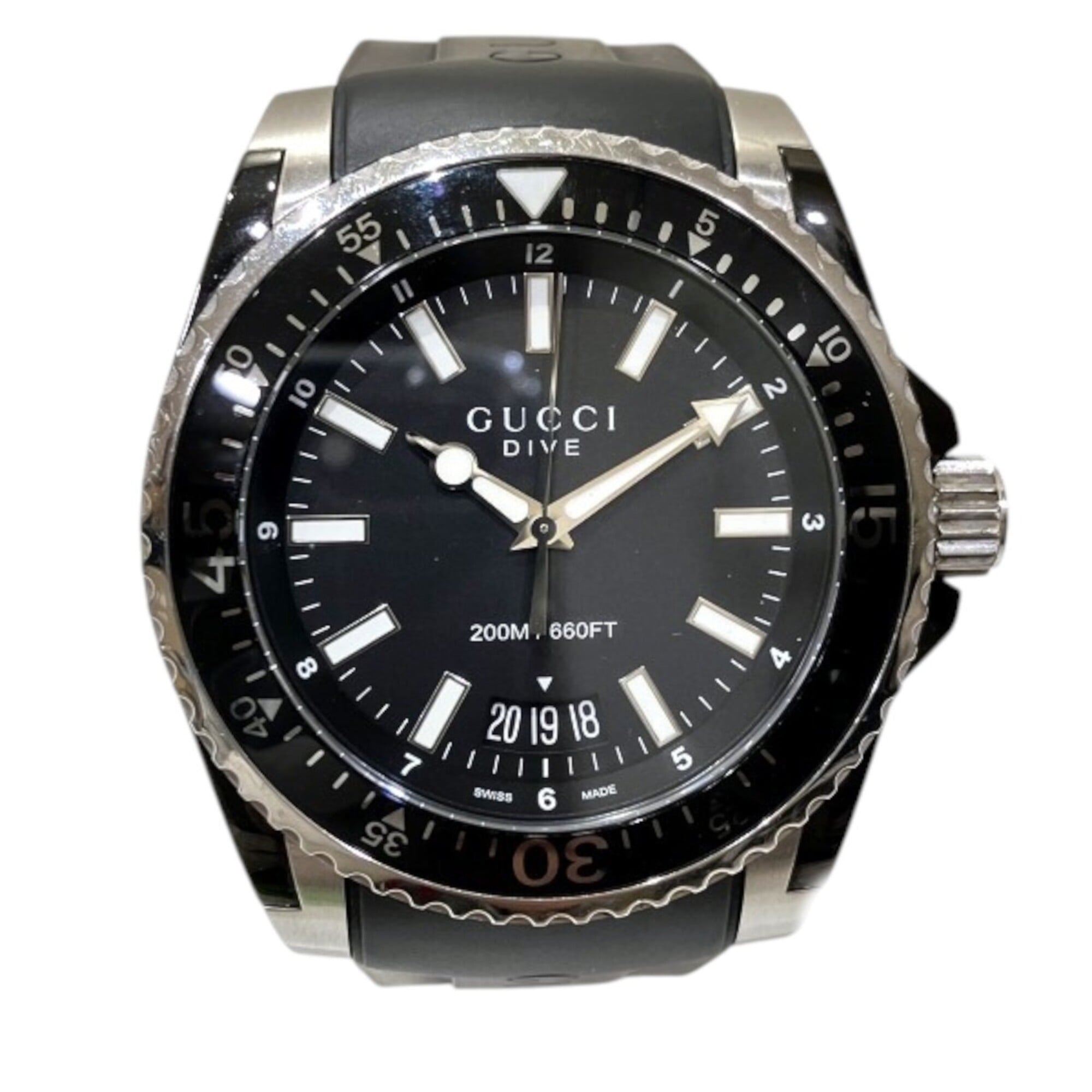 2000_93ee9c05-26ad-4580-b3c4-d3bb2473d717.jpg Gucci GUCCI watch, total weight 138.6g, stainless steel, rubber strap, quartz movement, black dial, 136.2 YA136204B - Image 1