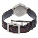 Louis Vuitton Tambour Slim Watch, 8 Diamonds, Q12MGA, Stainless Steel and Leather, Quartz Movement, Analog Display, Silver Dial, Women's - Image 5