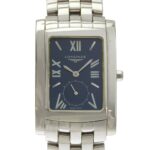 Longines DolceVita watch L5.655.4, stainless steel, silver, quartz, small seconds, navy dial, men's.