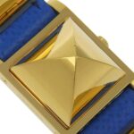 Hermes HERMES Medor Watch Gold Plated x Embossed Leather 1994 Quartz Analog Display White Dial Ladies - Image 8