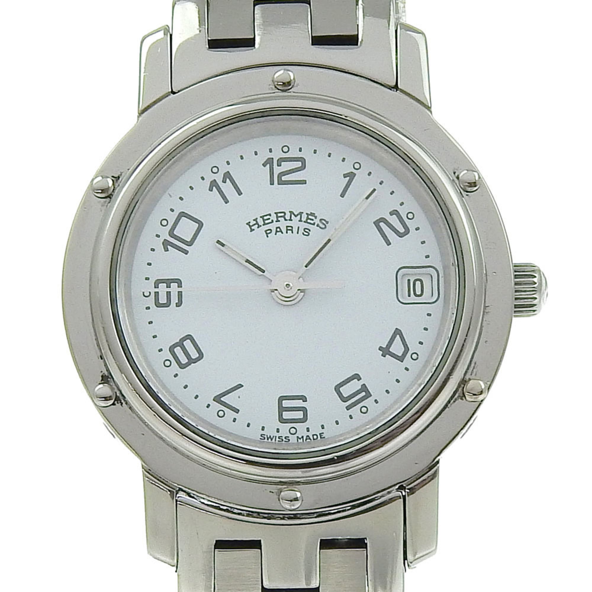 2000_96c9192b-1ad0-4bbf-881d-8e8f6bc6988b.jpg Hermes HERMES Clipper Watch CL4.210 Stainless Steel Quartz Analog Display White Dial Women's S212224805 - Image 1