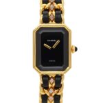 Chanel Premiere Large Size H0001 Wo Black Gold Quartz