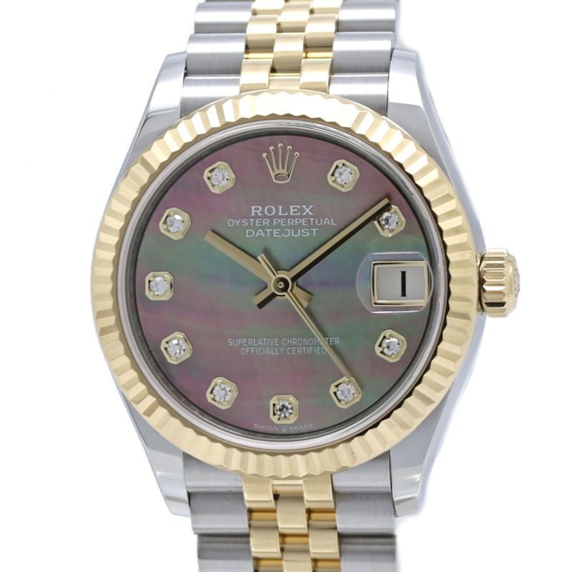 2000_99ef2fd6-d2d6-4fc7-851d-38f6ea3d01f8.jpg ROLEX Datejust 31 10P Diamond Black Shell 278273NG Random Serial Number Women's Watch SSx18K Yellow Gold 40460 - Image 1
