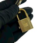 HERMES Vintage Kelly Leather Genuine GP Finish Wrist Black & Gold 82135 - Image 5