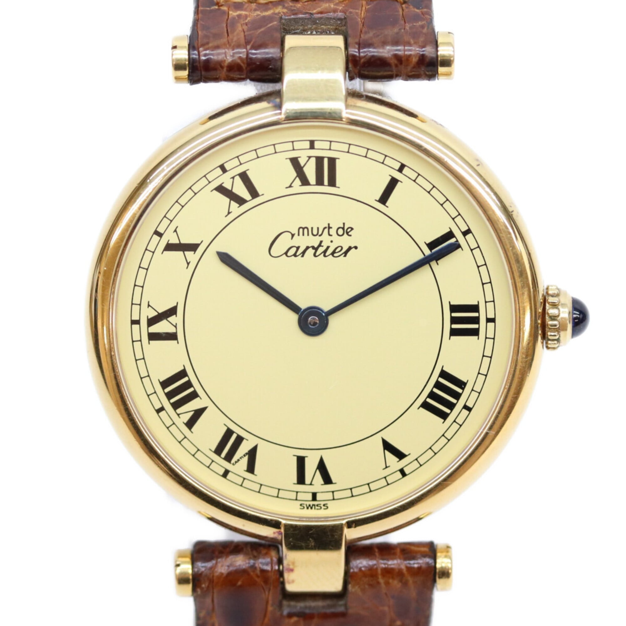 2000_9d0640e3-62ea-4fbd-a767-2b510e48ad46.jpg Cartier 90s 925 Must Vendôme Vermeil LM Quartz Gold with Ivory Dial Ladies - Image 1
