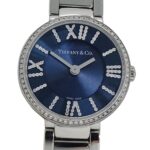 Tiffany & Co. Women's Atlas Diamond Quartz Watch, Stainless Steel (SS), Silver/Navy, 69291651. - Image 2
