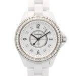 Chanel J12 Diamond Bezel 8-Diamond Ceramic Diamond Ladies White H3110