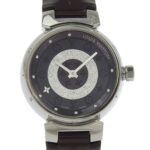 Louis Vuitton Tambour Watch Disc Diamant Amarante Q121U Stainless Steel x Monogram Vernis Diamond Quartz Analog Display Amarant Dial Women's