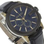 Gucci G Chrono 101.2 Stainless Steel and Embossed Leather Quartz Chronograph Watch, Black Dial, Men's - Image 3