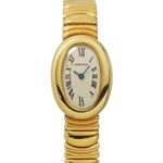 Cartier Mini Baignoire W15109D8 Women's Watch, Ivory, 18K Yellow Gold, Quartz Watch