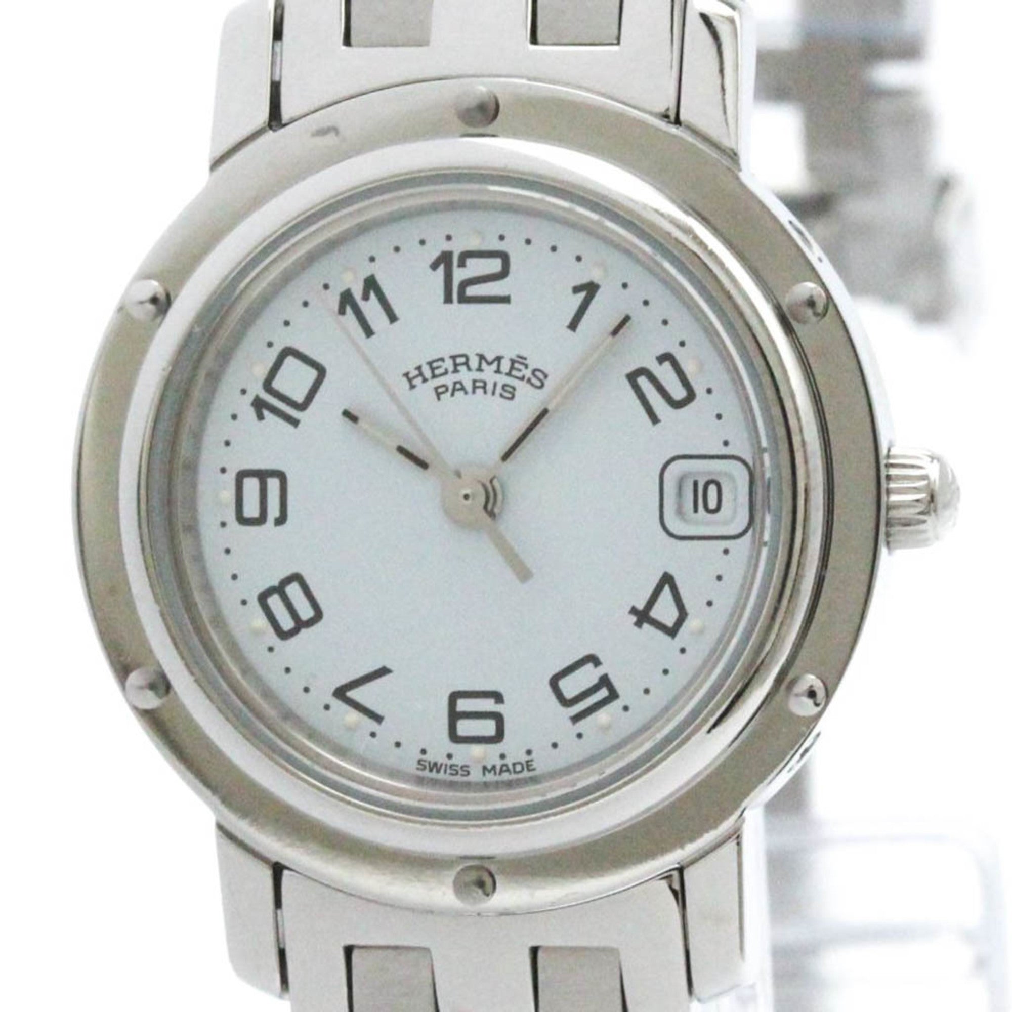 2000_a20fbae3-40ab-4e0c-9ef0-6fcb7787171c.jpg Hermes Clipper Quartz Stainless Steel Women's Dress Watch CL4.210 - Image 1