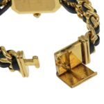 CHANEL Premiere S Watch H0001, Gold-Plated Leather Quartz Movement, Analog Display, Black Dial, Women's - Image 8