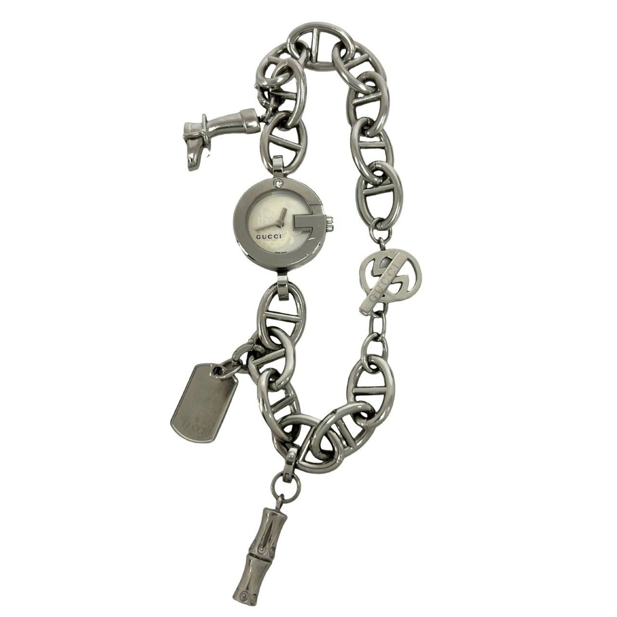 2000_a804d76c-c476-45d7-9573-554d3df58c2a.jpg GUCCI Gucci Logo Charm Stainless Steel Quartz Wrist Silver 37369 - Image 1