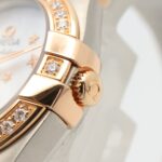 Omega Constellation Star Blue Diamond Bezel Watch, 18K Pink Gold (PG) Stainless Steel, Diamond, Ladies', White/White Mother-of-Pearl, 123.25.24.60.05.002 - Image 6