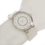 Like new Louis Vuitton Tambour MM Q13MJ white dial watch with 8 diamonds, stainless steel and rubber case, quartz movement, 33mm - Image 8