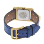 Hermes Medor watch, gold plated x leather, 1994 model, quartz, analog, white dial, women's. - Image 4