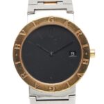 BVLGARI Men's Watch BB33SGD Quartz Black Dial Stainless Steel Yellow Gold Two-Tone