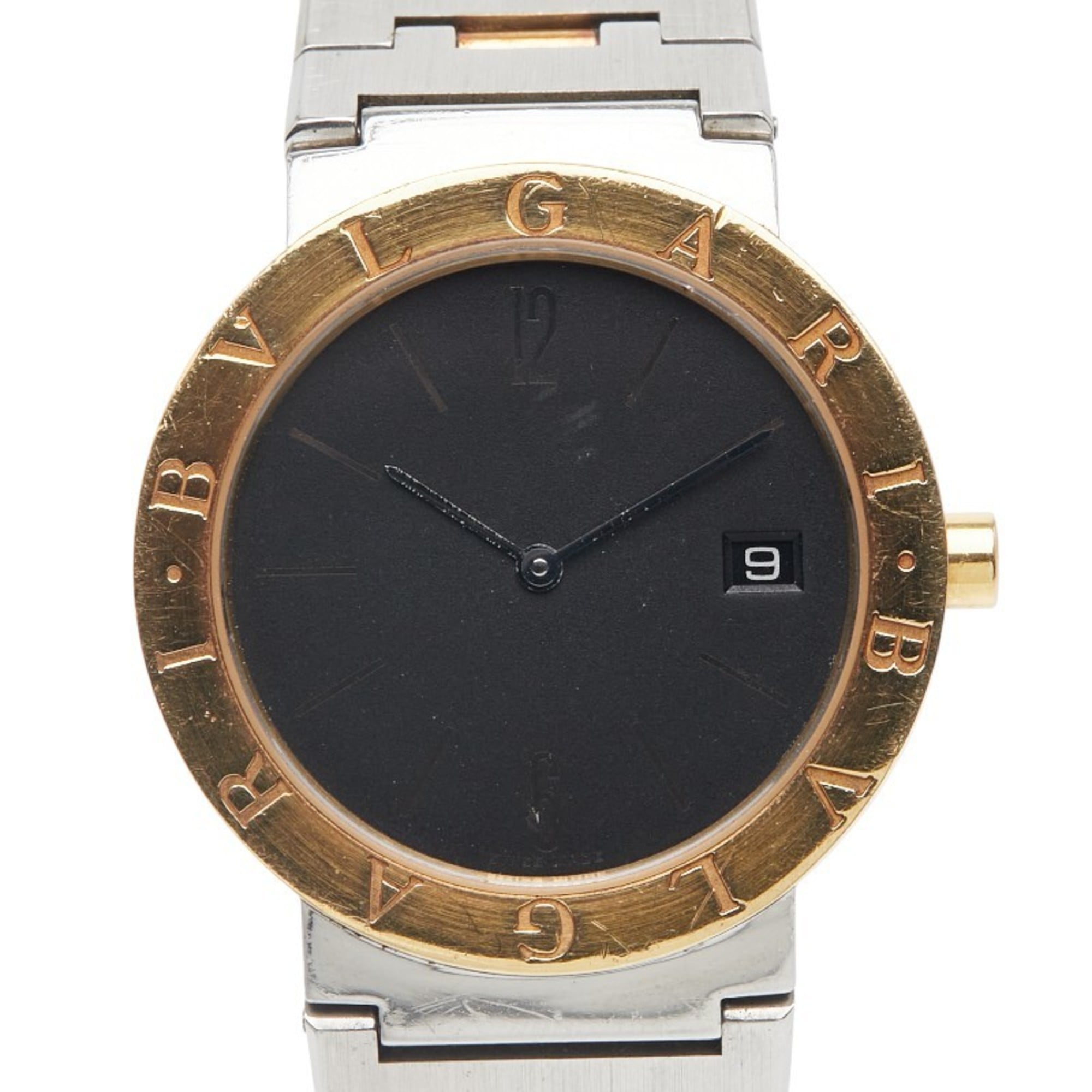 2000_b2479371-39ad-4581-8b6b-30c6aebca0ce.jpg BVLGARI Men's Watch BB33SGD Quartz Black Dial Stainless Steel Yellow Gold Two-Tone - Image 1