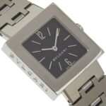 BVLGARI Quadrado SQ22SS Stainless Steel Watch with Quartz Movement, Analog Display, Black Dial, for Women - Image 3