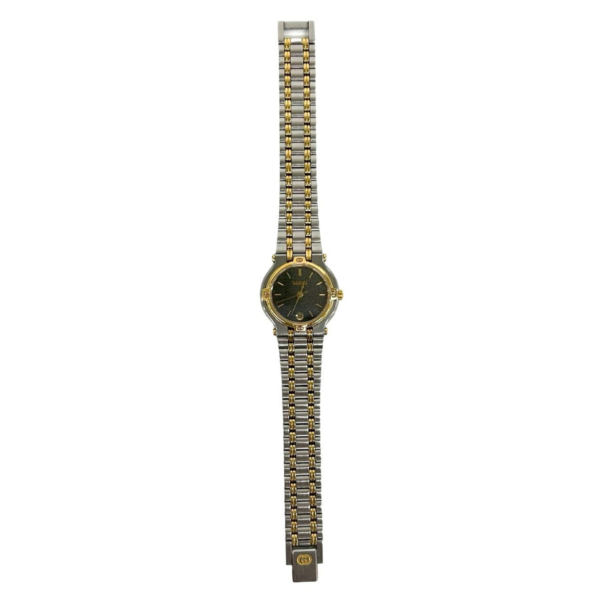 2000_b4f06db4-bac1-4ae7-b8cb-cb5cae99bcca.jpg GUCCI 9000L Logo Engraved Stainless Steel Quartz Wrist Silver 26018 - Image 1