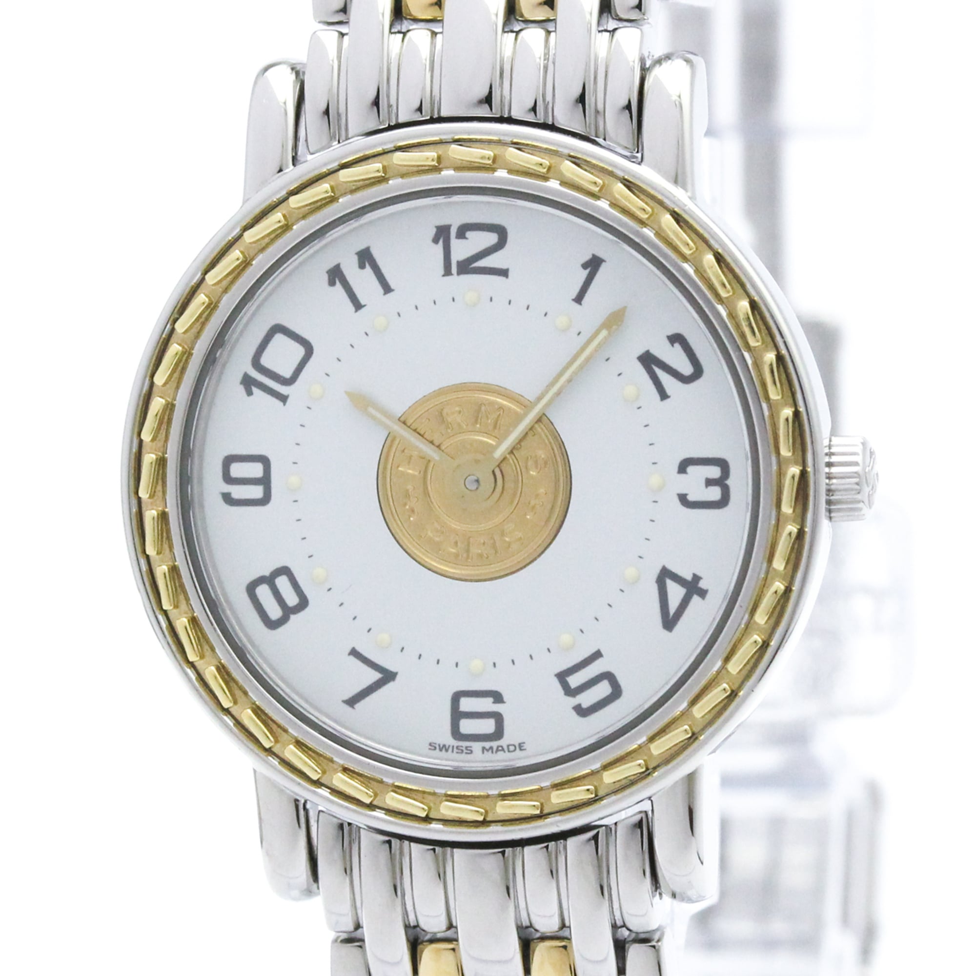 2000_b720ec1f-5ca8-41d1-9889-c3798e3da4a5.jpg HERMES Sellier Gold Plated Steel Quartz Ladies SE4.220 - Image 1