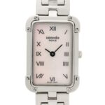 Hermes CroisiÃ¨re watch, stainless steel, women's, white with mother-of-pearl dial, CR2.210