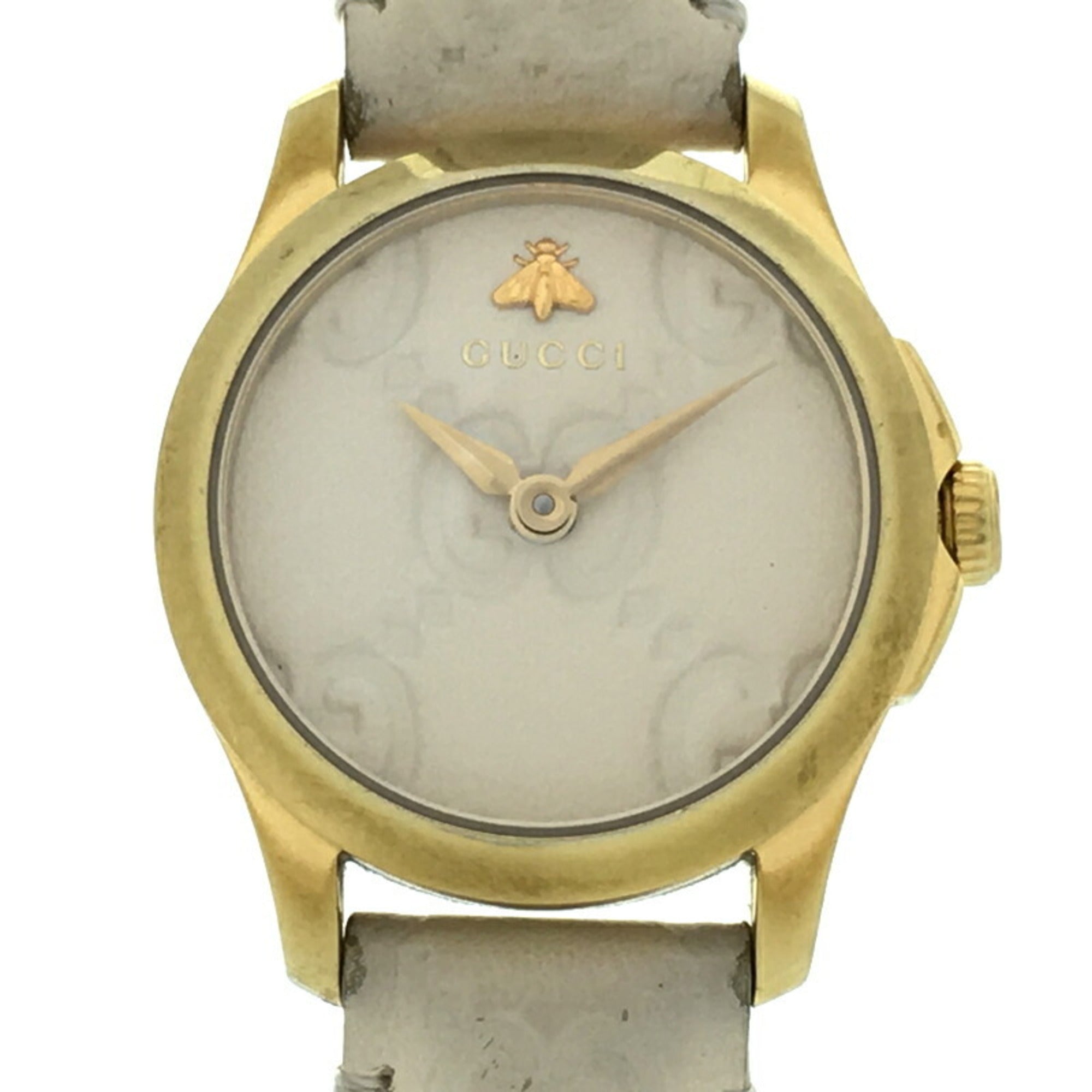 2000_b9ef69ed-c7bb-4903-be8f-4427974265aa.jpg Gucci G Timeless Ladies Watch YA126580 126.5 Gold Plated White Shima Dial - Image 1