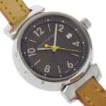Louis Vuitton Tambour Watch Q1211, Stainless Steel and Leather Quartz Movement, Analog Display, Brown Dial, Women's - Image 3