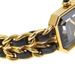 CHANEL Premiere L Watch, Gold-plated x Leather, Quartz, Analog Display, Black Dial, L, Women's - Image 6