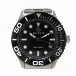 Gucci Timeless Diver Watch, Total Weight 166.5g, Stainless Steel, Quartz, Black Dial, YA126279