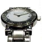 Tiffany & Co. Atlas watch, total weight 53.8g, stainless steel, quartz movement, white dial. - Image 4