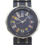 Corum Admiral's Cup Watch 39.610.30.V50 Stainless Steel x Gun Blue Quartz Analog Display Navy Dial Admirals Ladies