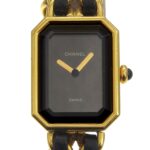 Chanel Premiere S Watch H0001 Gold Plated x Leather Black Quartz Analog Dial Ladies