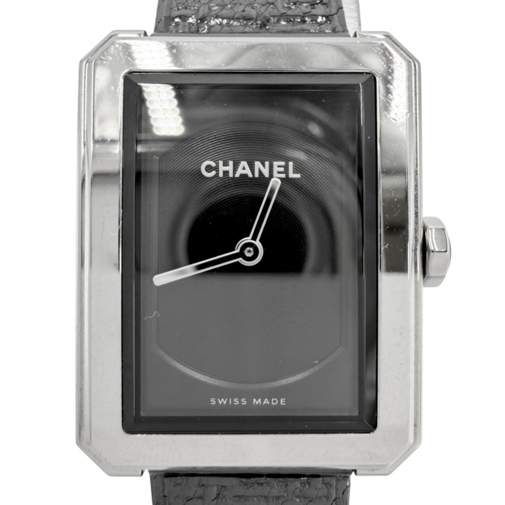 2000_c171e888-f057-46cb-b39b-addd8d1bb9a7.jpg Chanel Wo Boyfriend Tweed Black Dial Quartz Stainless Steel Silver/Black H5317 - Image 1