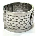 GUCCI YA112501 GG Toile Collection Wide Bangle Wo Stainless Steel Silver - Image 6