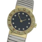 Bulgari BVLGARI Wo Brand: Tubogas 12-Diamond Quartz Movement 750YG (Yellow Gold) and 18K Stainless Steel (SS) Size L Bangle Round. (BB232T)