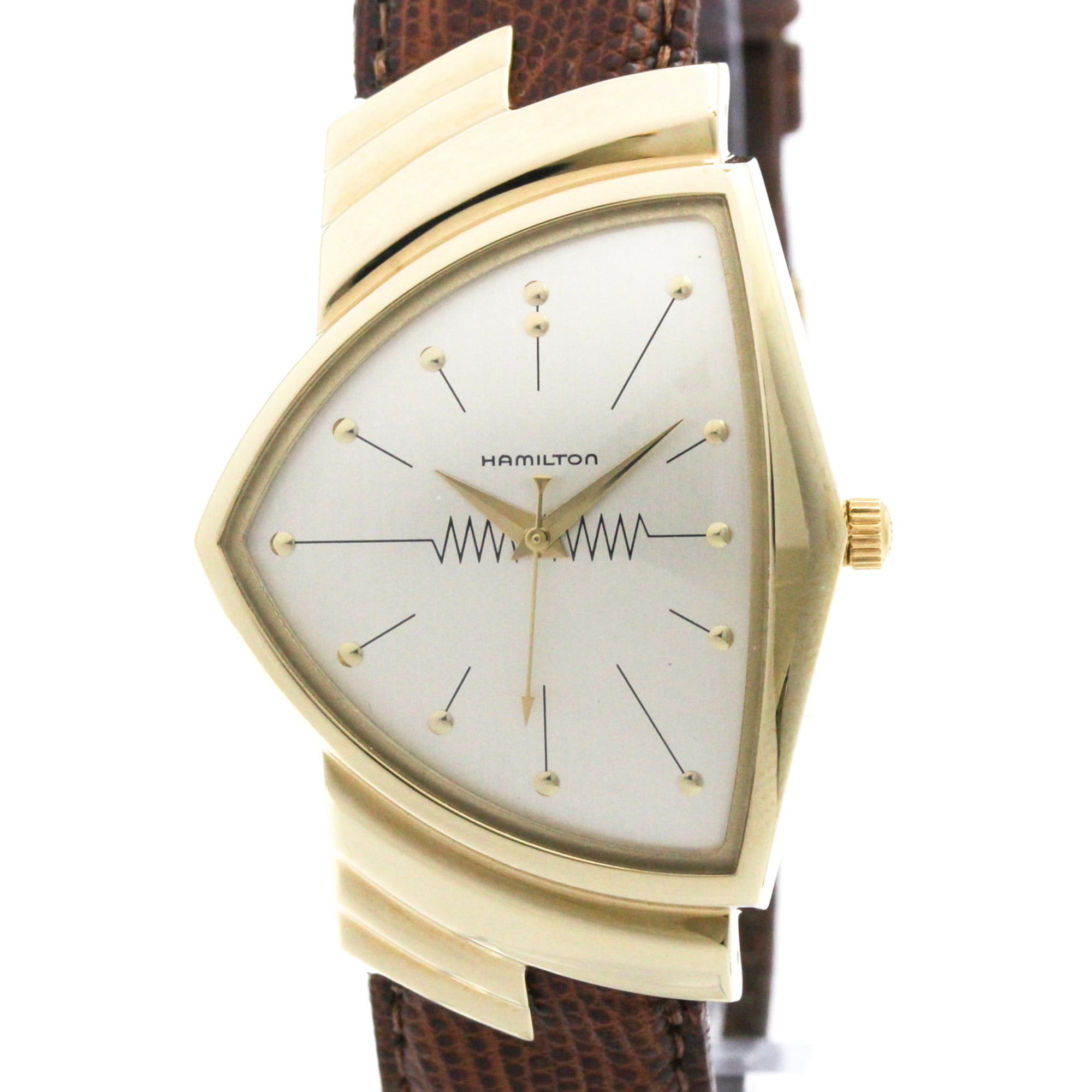 2000_c5f55938-b5a7-4fee-af48-c1e58559339f.jpg HAMILTON Ventura Gold Plated Leather Quartz Mens 6250 - Image 1