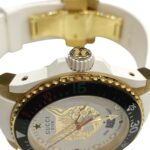 Gucci Dive Mystic Cat total weight 108g stainless steel rubber strap quartz movement white and gold dial 136.3 - Image 9