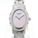 Hermes Clipper Oval Nacre CO1.230 12P Diamond Bezel Pink Shell Quartz - Image 3