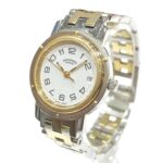 Hermes Clipper watch, total weight 36.2g, stainless steel, quartz movement, white dial, CL3.240 - Image 2