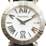 Tiffany & Co. Atlas watch, total weight 36.4g, stainless steel, genuine leather strap, quartz movement, white dial, Z1300.11.11A20 - Image 4
