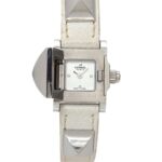 Hermes Medor Mini ME2 110 Wo Studded White Quartz