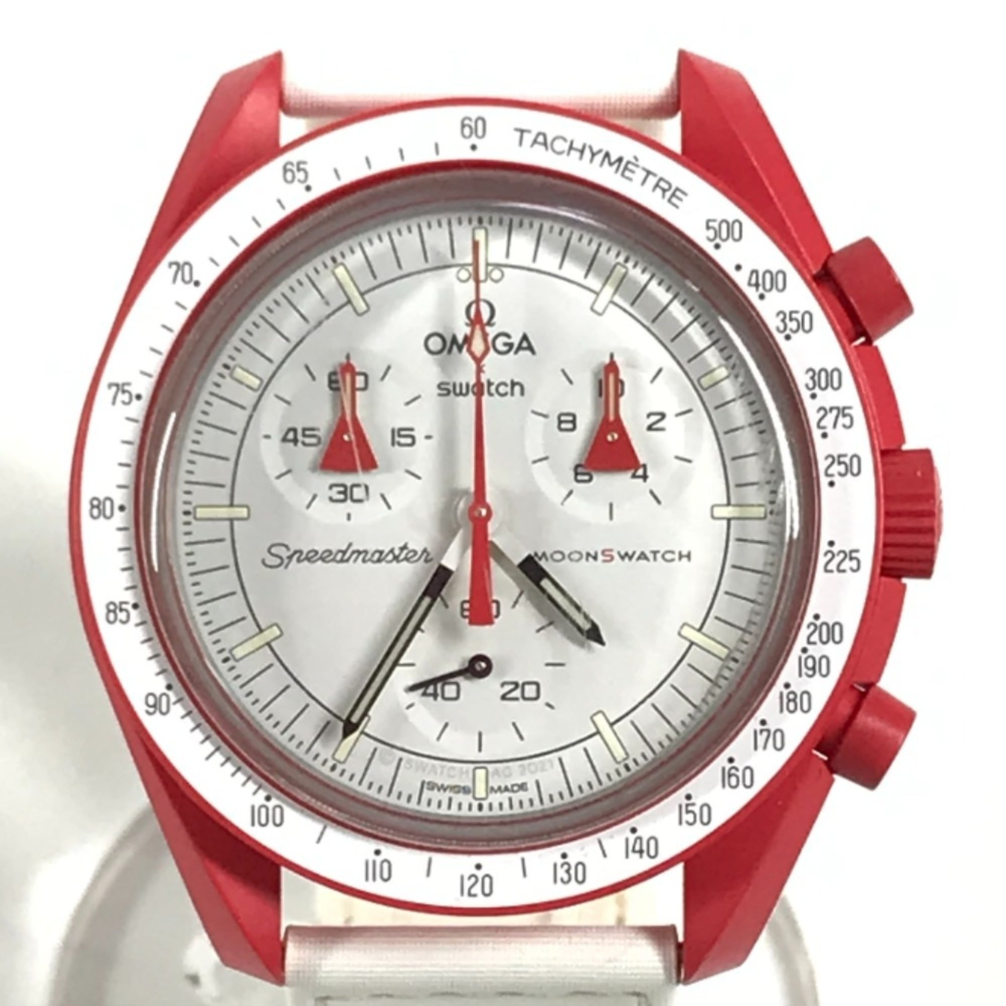2000_caf95dee-0cd2-4061-83c7-f7023e17d31a.jpg OMEGA Swatch SO33R100 Omega collaboration Moon MISSION TO MARS Mars watch for women, red - Image 1