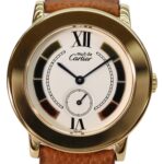 Cartier W1006922 925 Must de Ronde LM Vermeil Small Seconds Trinity Watch Gold Ivory Dial Ladies