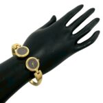 FENDI 600L Logo Engraved GP Quartz Wrist Bangle Gold 22368 - Image 2