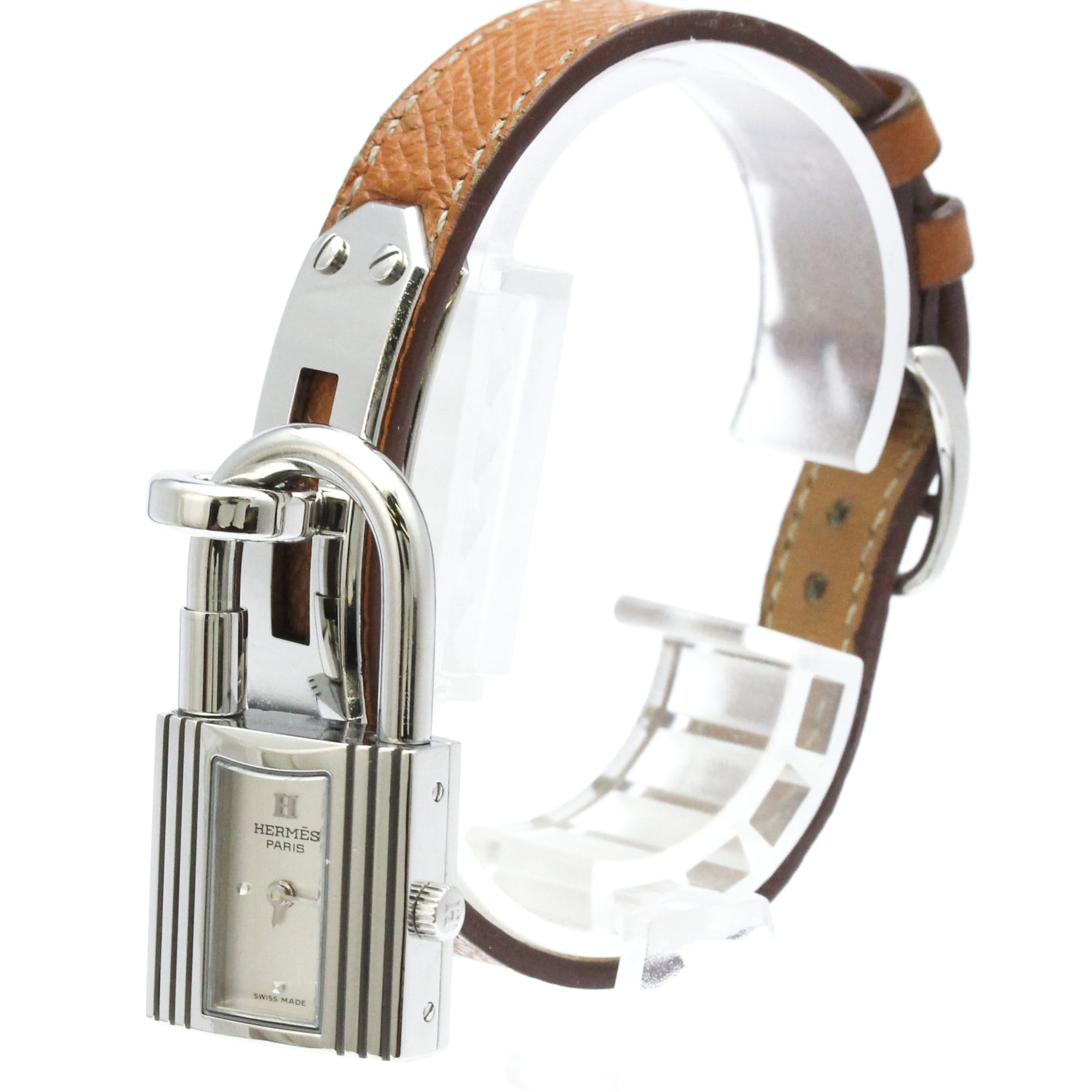 2000_cbfc43e4-bdbc-46ce-b6f5-464714027019.jpg HERMES Kelly Stainless Steel Leather Quartz Ladies Watch KE1.210 - Image 1