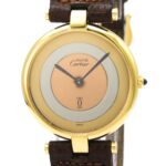 CARTIER Must Vendome Gold Plated Leather Quartz Unisex Watch