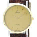 OMEGA De Ville Prestige Quartz Gold Plated Mens 7400.11